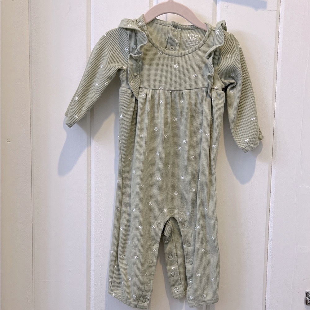 Carter’s Baby Heart Thermal Long-sleeve Jumpsuit - Green